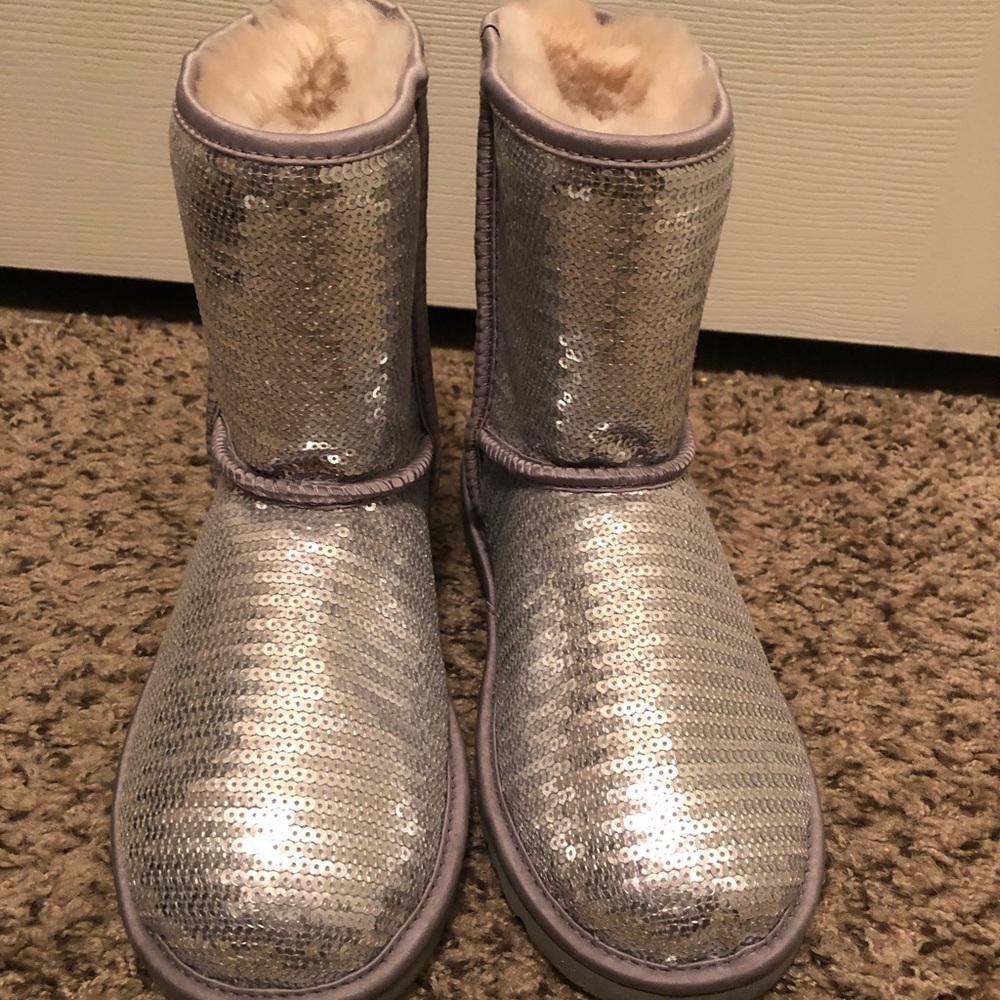 Silver sequined Ugg boots